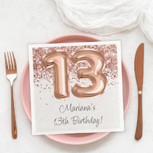 Serviette En Papier Rose Gold 13e fête d'anniversaire