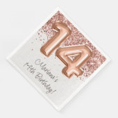 Serviette En Papier Rose Gold 14e fête d'anniversaire (Coin)