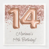 Serviette En Papier Rose Gold 14e fête d'anniversaire (Devant)