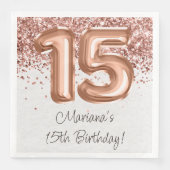 Serviette En Papier Rose Gold 15e fête d'anniversaire (Devant)