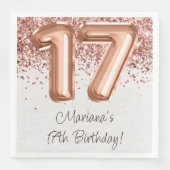 Serviette En Papier Rose Gold 17e fête d'anniversaire (Devant)