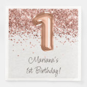 Serviette En Papier Rose Gold 1er fête d'anniversaire (Devant)