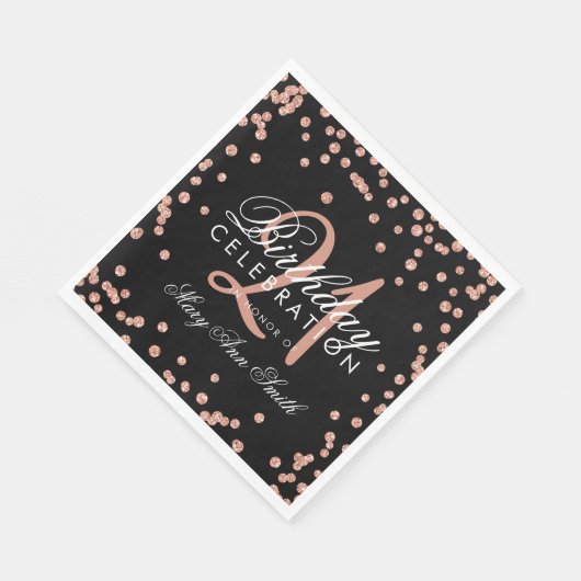 Serviette En Papier Rose Gold 21ème anniversaire Parties scintillant C (Coin)