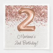 Serviette En Papier Rose Gold 2ème fête d'anniversaire (Devant)