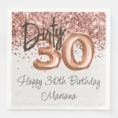 Serviette En Papier Rose Gold 30e fête d'anniversaire (Devant)