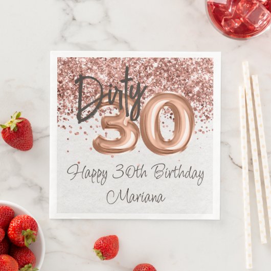 Serviette En Papier Rose Gold 30e fête d'anniversaire (En situation)