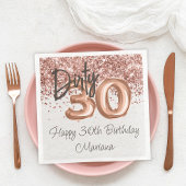 Serviette En Papier Rose Gold 30e fête d'anniversaire