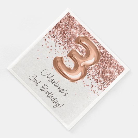 Serviette En Papier Rose Gold 3e fête d'anniversaire (Coin)