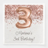 Serviette En Papier Rose Gold 3e fête d'anniversaire (Devant)