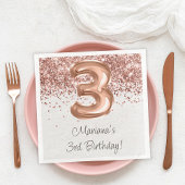 Serviette En Papier Rose Gold 3e fête d'anniversaire