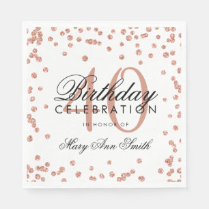 Serviette En Papier Rose Gold 40e anniversaire Parties scintillant Con