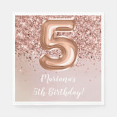 Serviette En Papier Rose Gold 5e fête d'anniversaire (Devant)