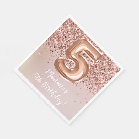 Serviette En Papier Rose Gold 5e fête d'anniversaire (Coin)