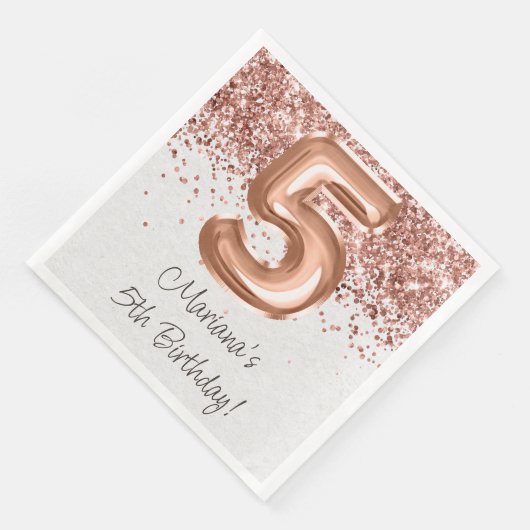 Serviette En Papier Rose Gold 5e fête d'anniversaire (Coin)