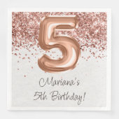 Serviette En Papier Rose Gold 5e fête d'anniversaire (Devant)