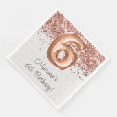 Serviette En Papier Rose Gold 6e fête d'anniversaire (Coin)
