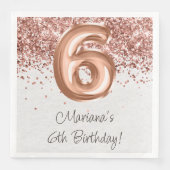 Serviette En Papier Rose Gold 6e fête d'anniversaire (Devant)
