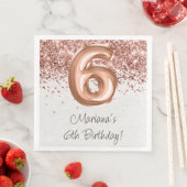 Serviette En Papier Rose Gold 6e fête d'anniversaire (En situation)