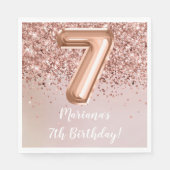 Serviette En Papier Rose Gold 7e fête d'anniversaire (Devant)