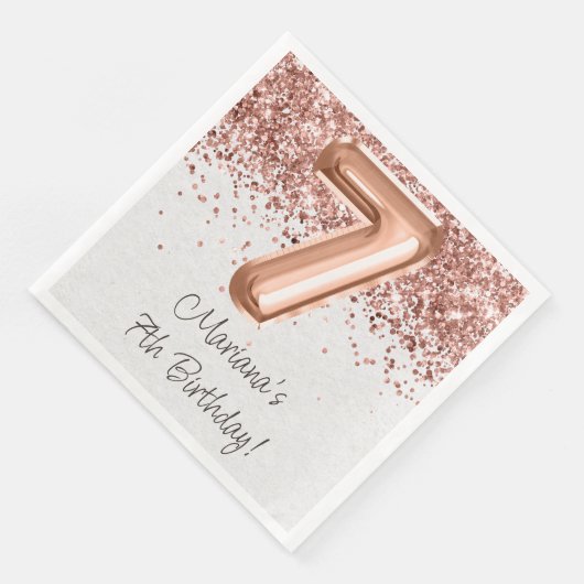 Serviette En Papier Rose Gold 7e fête d'anniversaire (Coin)