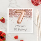 Serviette En Papier Rose Gold 7e fête d'anniversaire (En situation)
