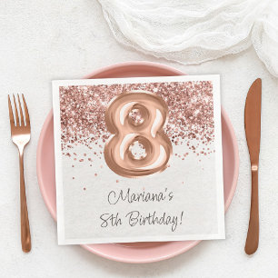 Serviette En Papier Rose Gold 8ème anniversaire