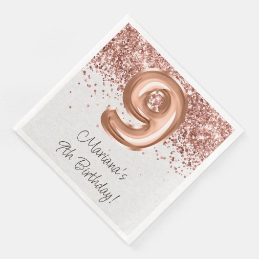 Serviette En Papier Rose Gold 9e fête d'anniversaire (Coin)