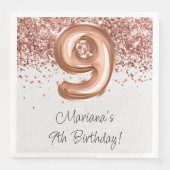 Serviette En Papier Rose Gold 9e fête d'anniversaire (Devant)