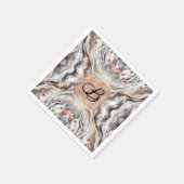 Serviette En Papier Rose Gold Argenté & Marbre Blanc Glamour Féminin (Coin)