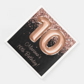 Serviette En Papier Rose Gold Black 10th Birthday Party (Coin)