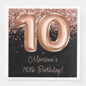 Serviette En Papier Rose Gold Black 10th Birthday Party (Devant)