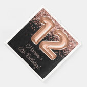 Serviette En Papier Rose Gold Black 12e fête d'anniversaire (Coin)
