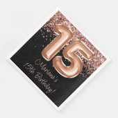 Serviette En Papier Rose Gold Black 15e fête d'anniversaire (Coin)