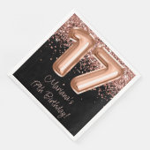Serviette En Papier Rose Gold Black 17th Birthday Party (Coin)