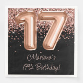 Serviette En Papier Rose Gold Black 17th Birthday Party (Devant)