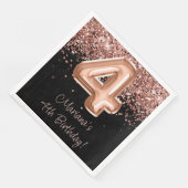 Serviette En Papier Rose Gold Black 4th Birthday Party (Coin)