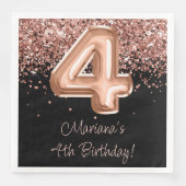 Serviette En Papier Rose Gold Black 4th Birthday Party (Devant)