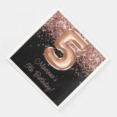 Serviette En Papier Rose Gold Black 5e anniversaire fête (Coin)