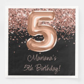 Serviette En Papier Rose Gold Black 5e anniversaire fête (Devant)