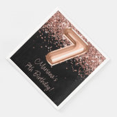Serviette En Papier Rose Gold Black 7e fête d'anniversaire (Coin)