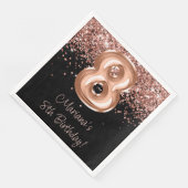 Serviette En Papier Rose Gold Black 8e fête d'anniversaire (Coin)
