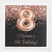 Serviette En Papier Rose Gold Black 8e fête d'anniversaire (Devant)