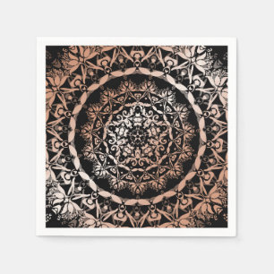 Serviette En Papier Rose Gold Black Floral Mandala
