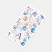Serviette En Papier Rose Gold Bleu Nuit Baubles Monogramme Noël (Coin)