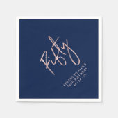 Serviette En Papier Rose Gold & Blue Cinquante Adulte 50e Anniversaire (Devant)