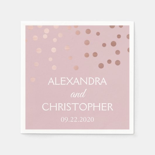 Serviette En Papier Rose Gold - Blush Pink Foil Mariage Confetti (Devant)