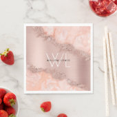 Serviette En Papier Rose Gold Blush rose Agate Géode Parties scintilla (En situation)