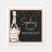 Serviette En Papier Rose Gold Bubbly Champagne fête d'anniversaire (Devant)