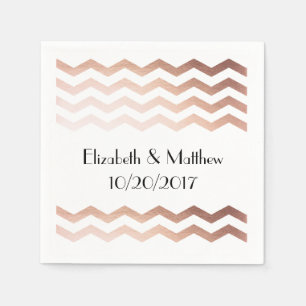 Serviette En Papier Rose Gold Chevron Cocktail Napkins