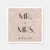 Serviette En Papier Rose Gold Chevron Wedding Napkins (Devant)